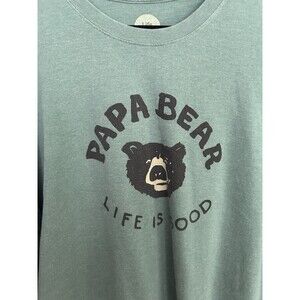 Life Is Good Crusher Tee Papa Bear Mens 3XL Green Classic Fit Long Sleeve